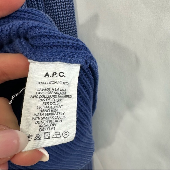 A.C.P. Crewneck Cable Knit Cotton Sweater in Blue - Picture 8 of 8